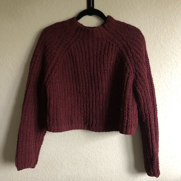Cotton Emporium Sweaters - Cotton Emporium Maroon Crop Sweater